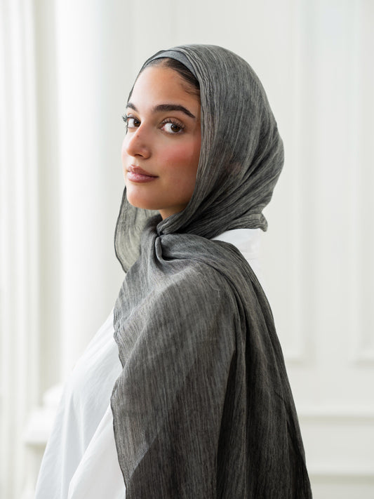Crinkle Modal Hijab Set - Grey