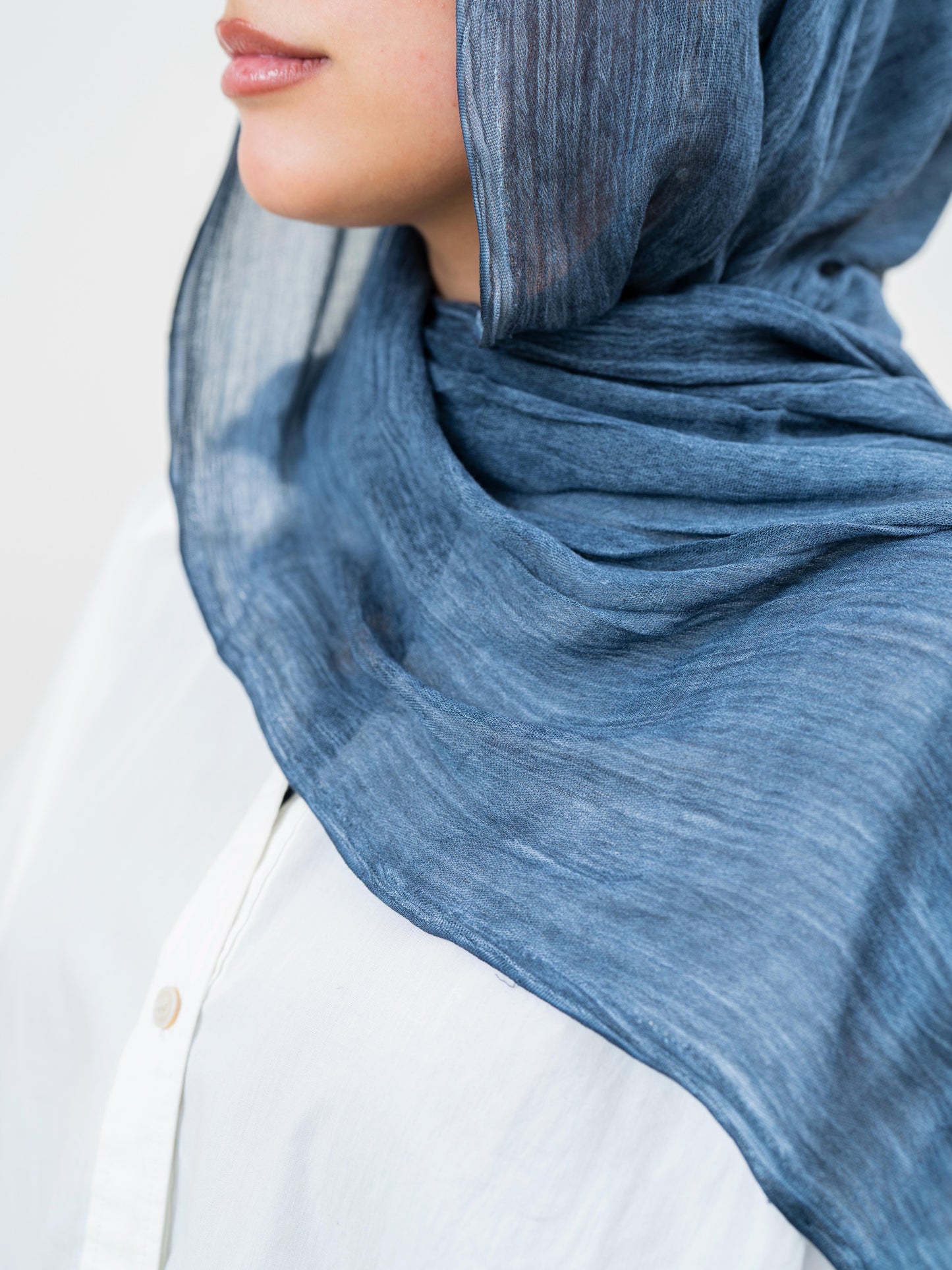Crinkle Modal Hijab Set - Dusty Blue