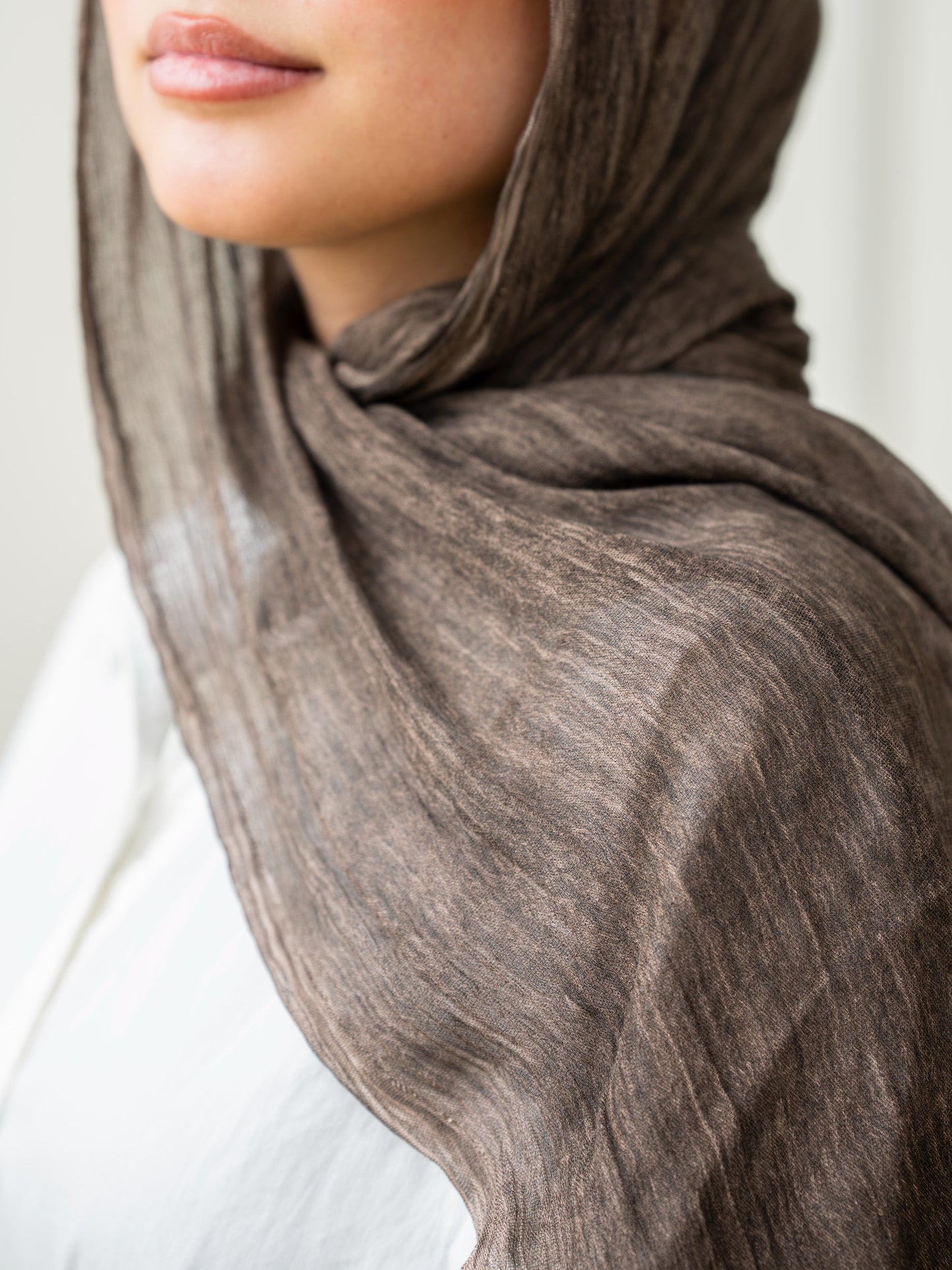 Crinkle Modal Hijab Set - Brown