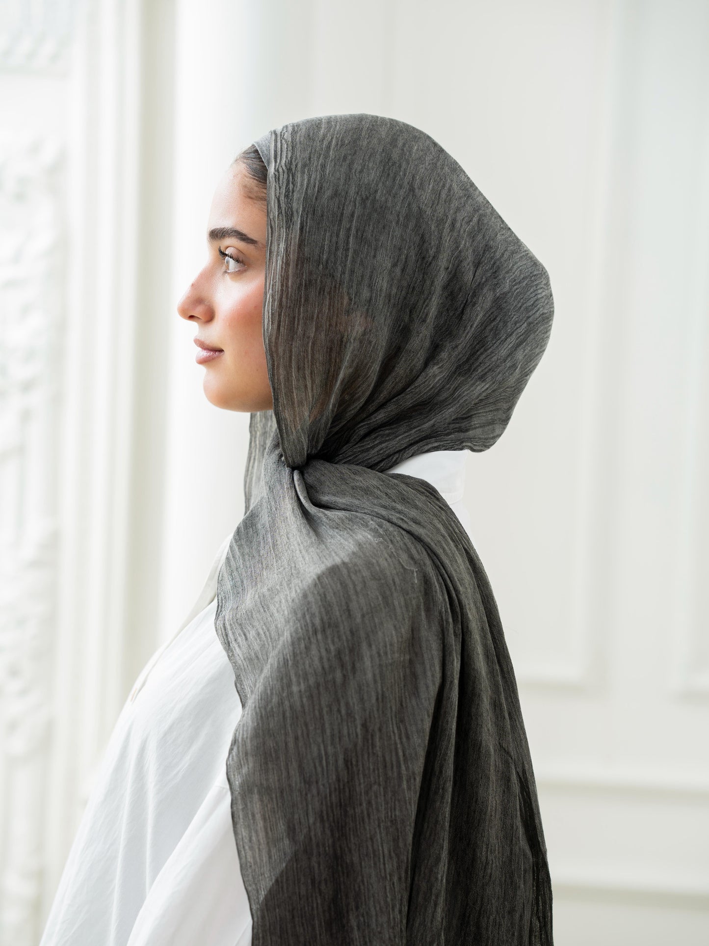Crinkle Modal Hijab Set - Grey