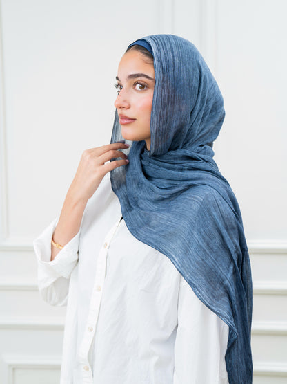 Crinkle Modal Hijab Set - Dusty Blue