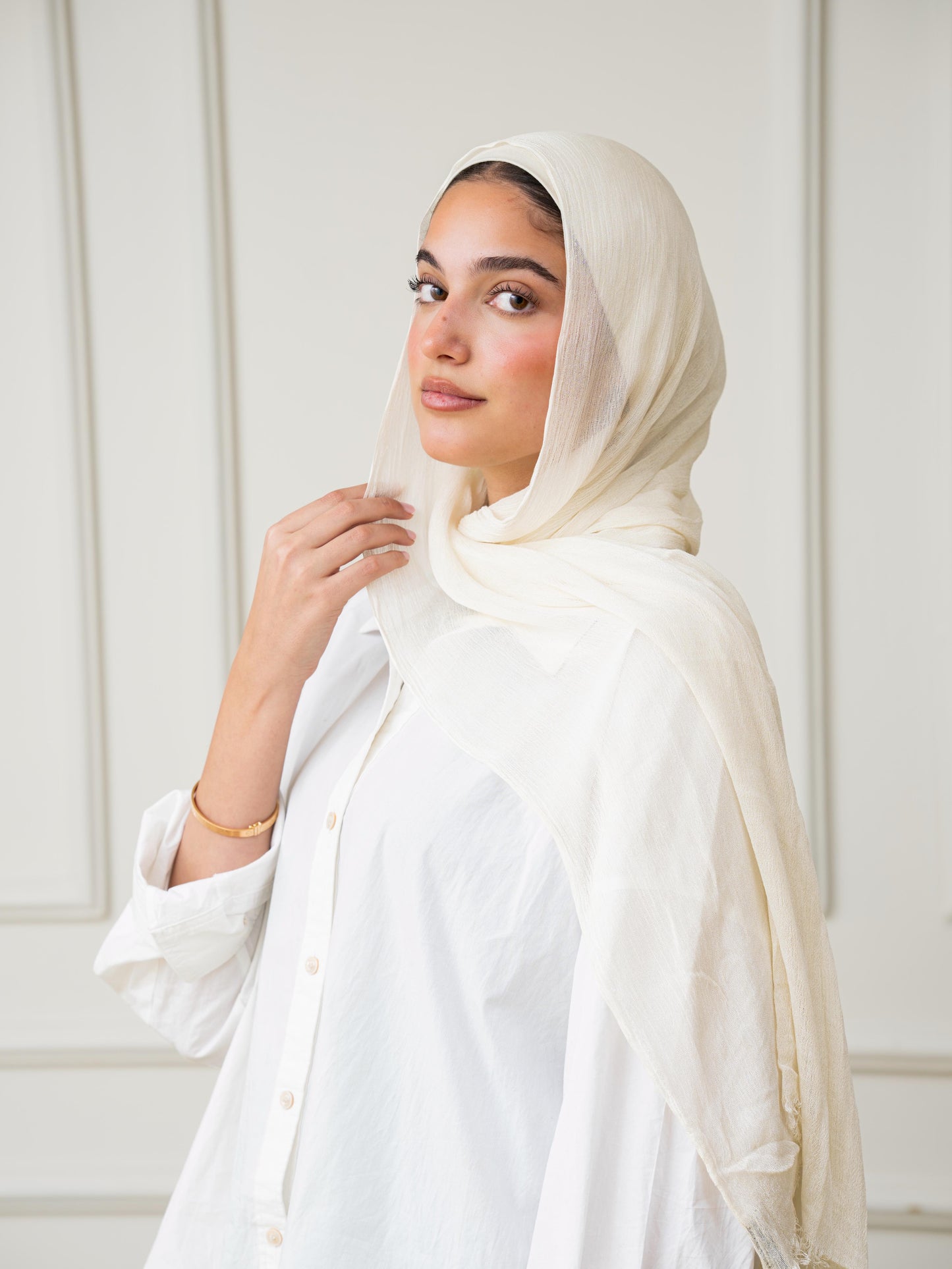 Crinkle Modal Hijab Set - Ivory