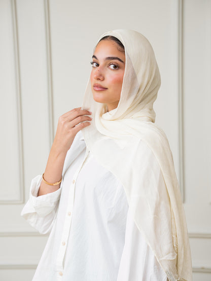 Crinkle Modal Hijab Set - Ivory