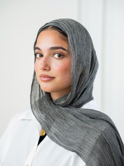 Crinkle Modal Hijab Set - Grey