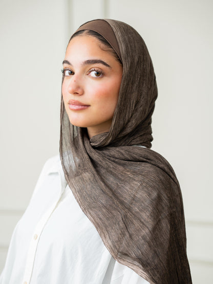 Crinkle Modal Hijab Set - Brown