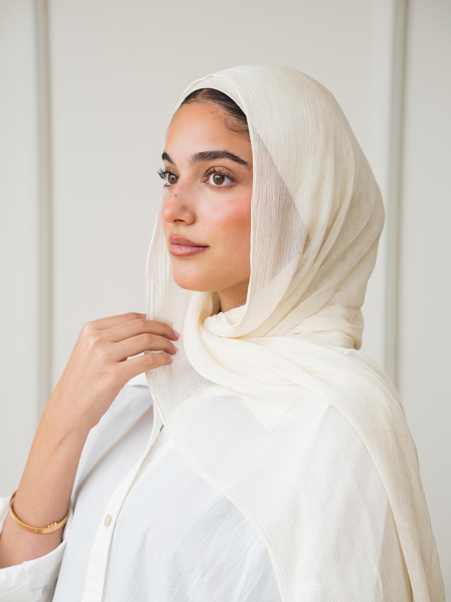 Crinkle Modal Hijab Set - Ivory