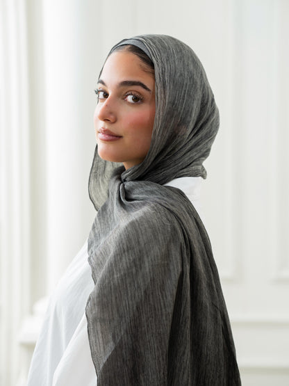 Crinkle Modal Hijab Set - Grey