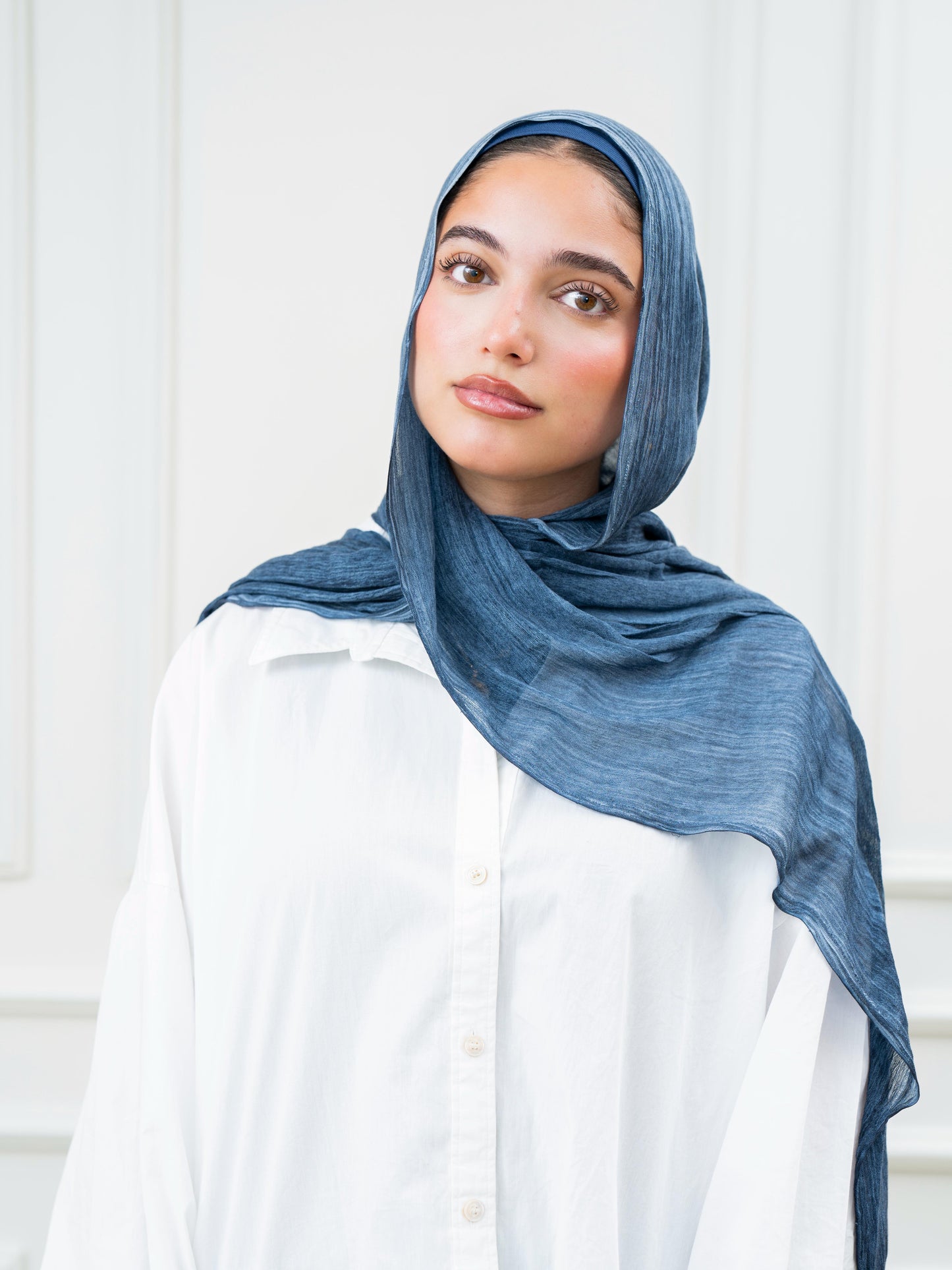 Crinkle Modal Hijab Set - Dusty Blue