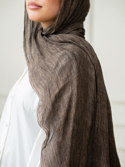 Crinkle Modal Hijab Set - Brown