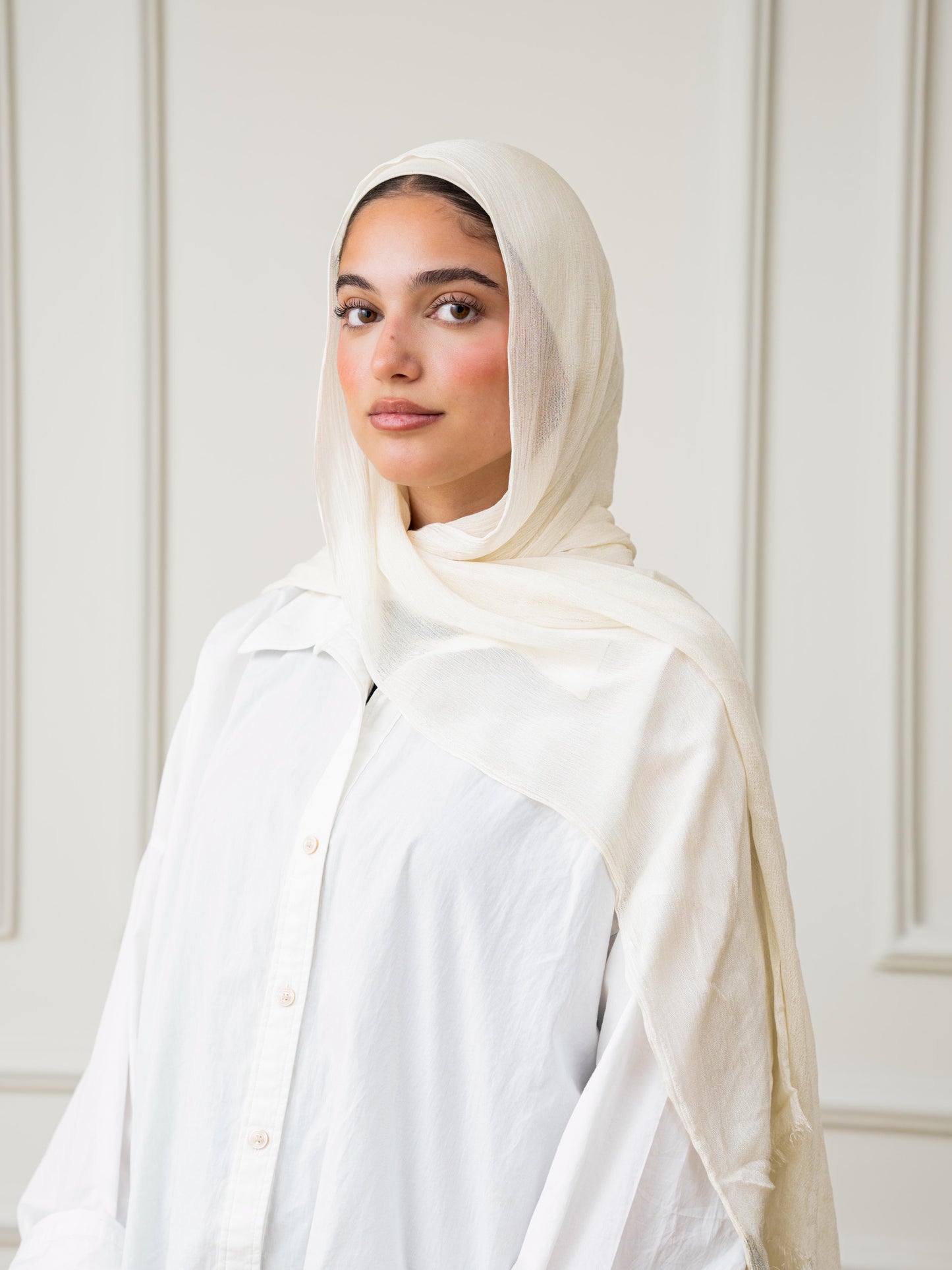 Crinkle Modal Hijab Set - Ivory