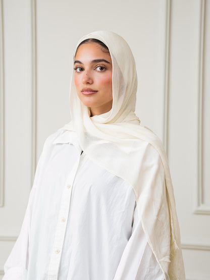 Crinkle Modal Hijab Set - Ivory
