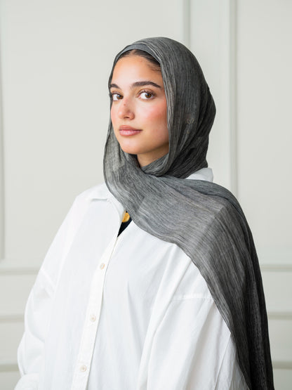 Crinkle Modal Hijab Set - Grey