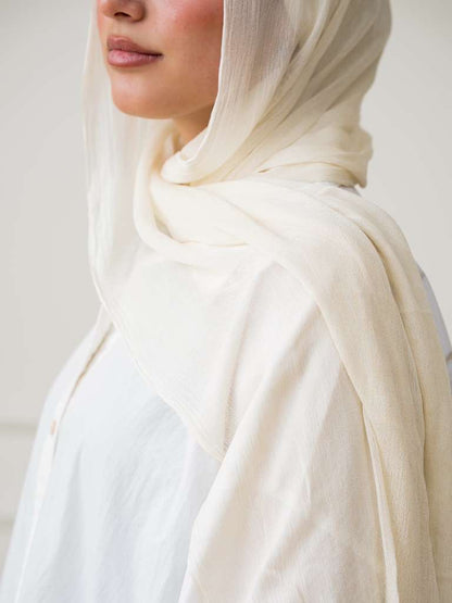 Crinkle Modal Hijab Set - Ivory