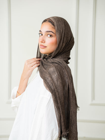 Crinkle Modal Hijab Set - Brown
